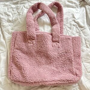 Pink fluffy tote bag